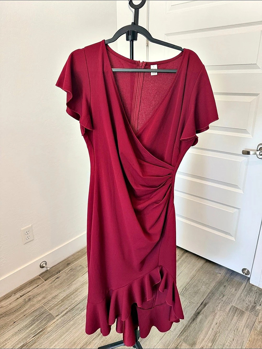 Burgundy Ruffle Mini Dress Size Large Like New